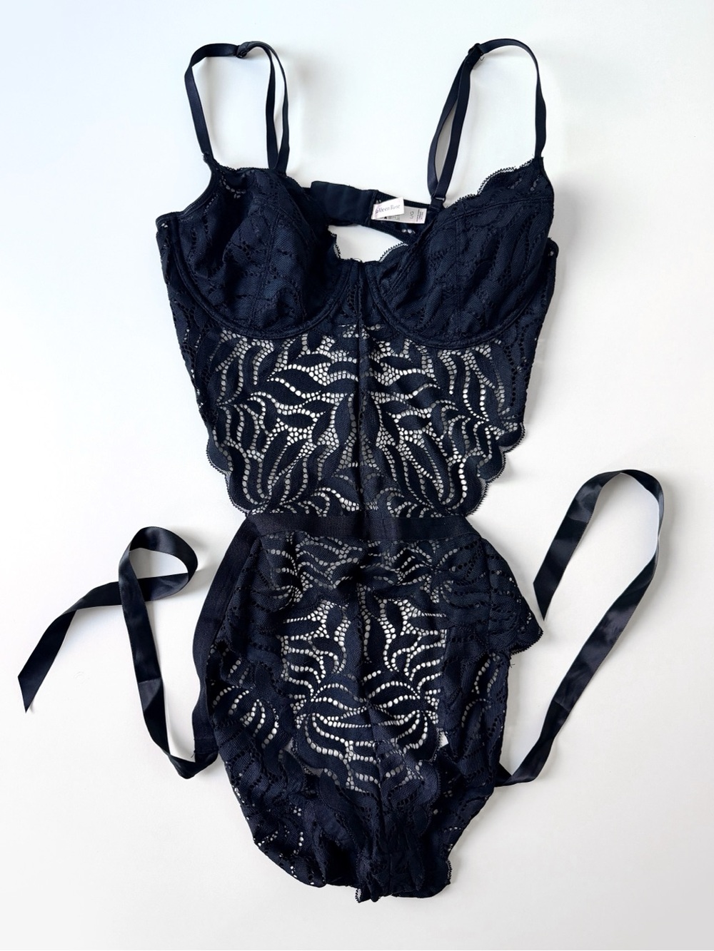 La Vie en Rose Black Lace Lingerie Bodysuit – Size L